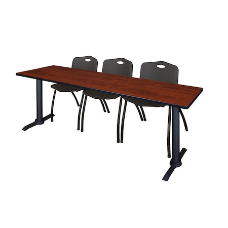 Cain Rectangle Tables > Training Tables > Cain Training Table & Chair Sets, 84 W, 24 L, 29 H, Cherry MTRCT8424CH47BK